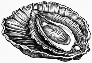 single oyster with minimal detail tattoo idea