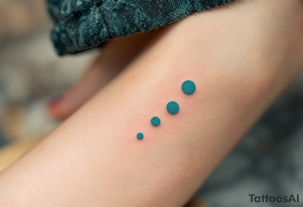 Three teal dots spaced across the back of the hand, a symbol of visibility, presence, and purposeful identity. tattoo idea