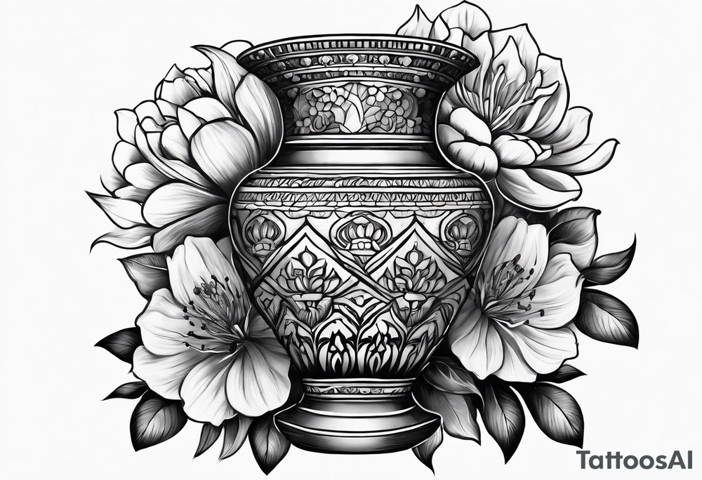tattoo drawing ancient flower vase tattoo idea