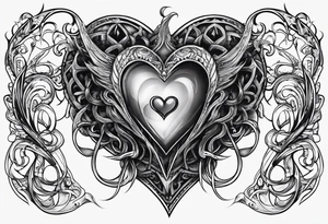Long tattoo for arm. Lovecraftian creature, protecting a heart. tattoo idea