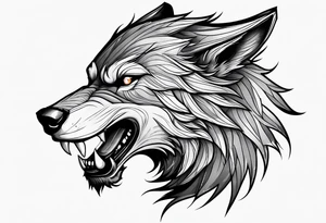 Werewolf with a white and black eye 
hand tattoo tattoo idea