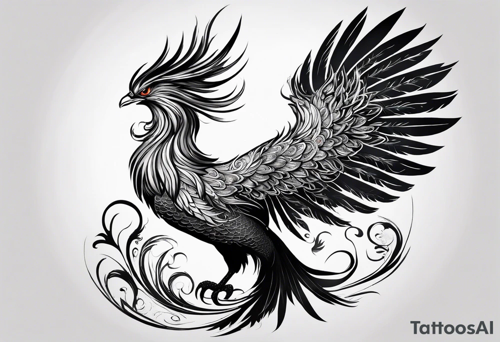 Mythical phoenix, whose body and tail can wind down and cover more of your back. tattoo idea