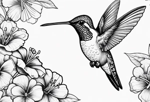 Small fine line hummingbird tattoo idea