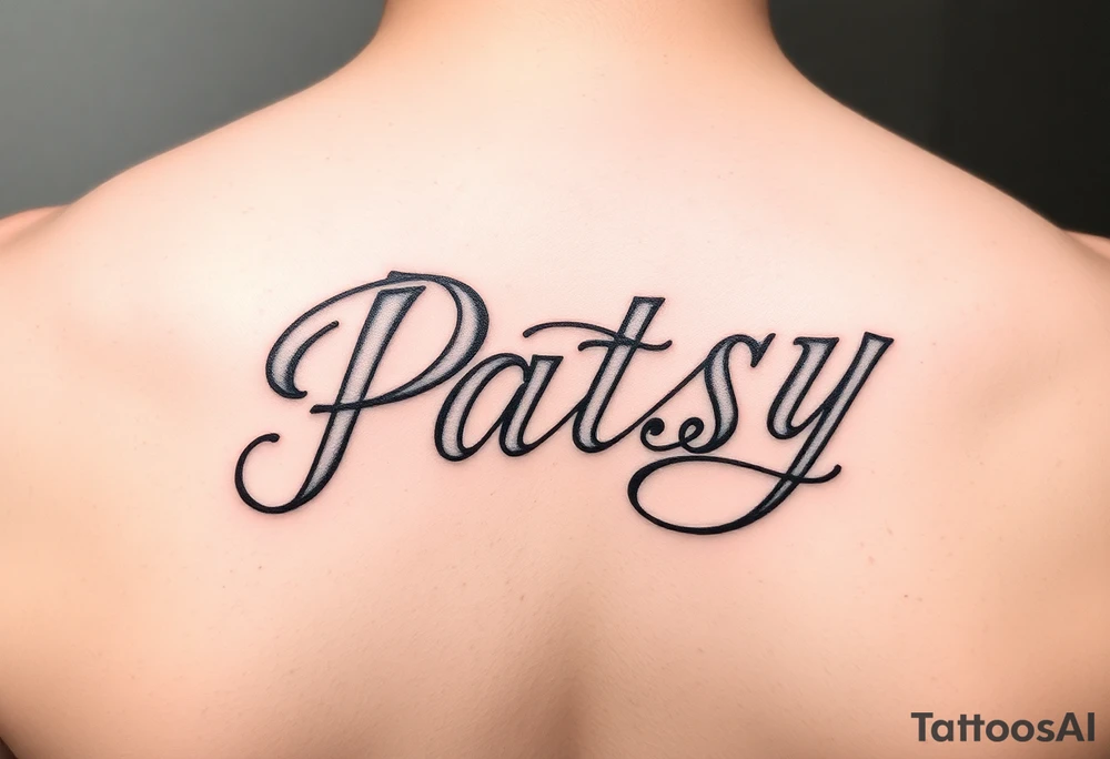 Name patsy under the ear tattoo idea