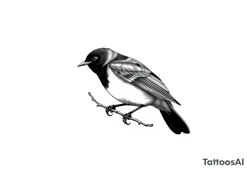Male European Blackbird on a branch tattoo idea tattoo idea