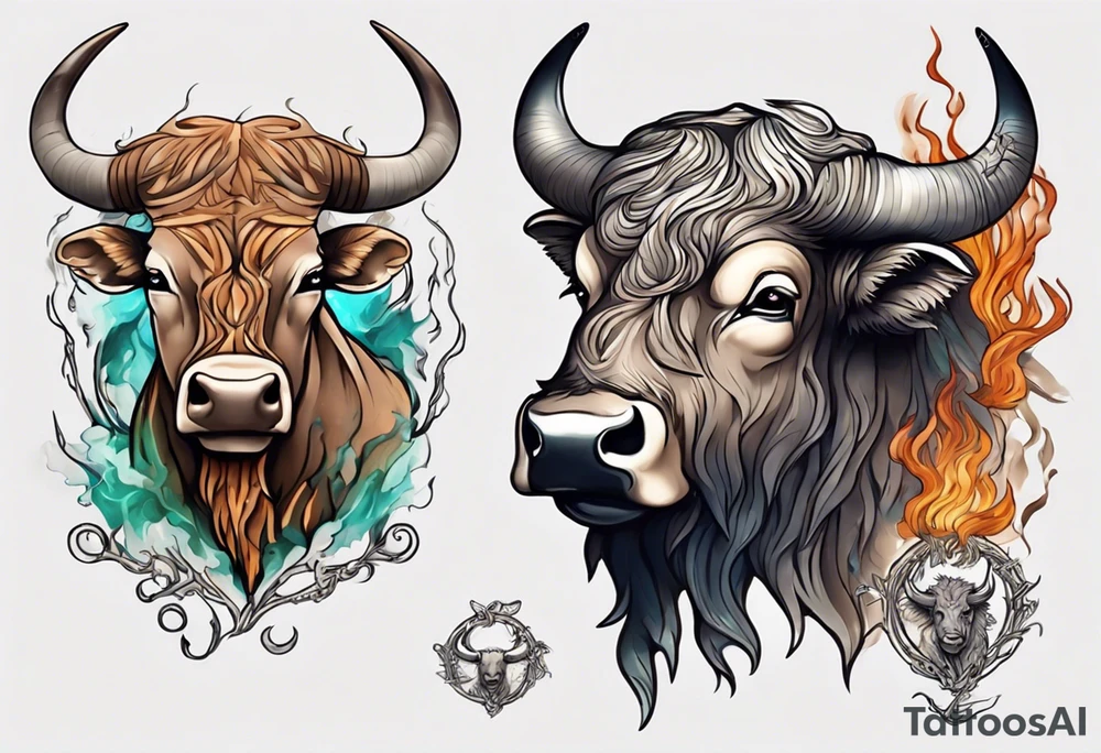 Taureau qui fume et qui bois tattoo idea