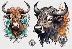 Taureau qui fume et qui bois tattoo idea