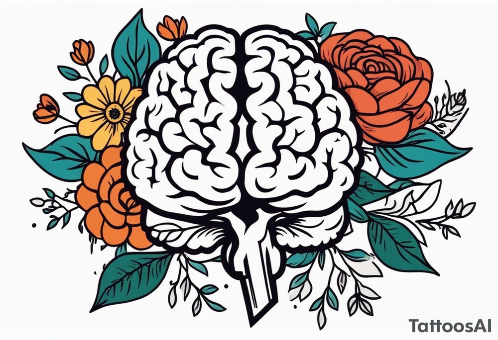 human brain
old school vintage simple traditional design surrounded by vintage flowers


bold color simple tattoo idea