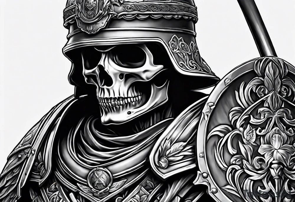 Roman soldier skeleton tattoo idea