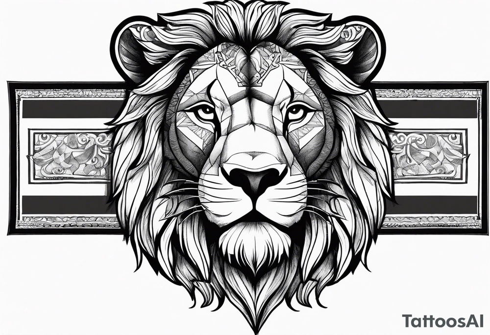 Lion tattoo with cross and armenian flag tattoo idea