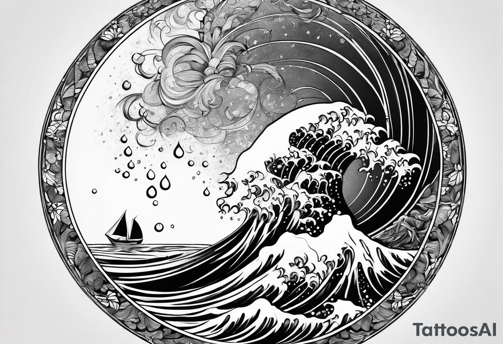 water drop falling into ocean tattoo idea