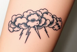 Black dark storm clouds with lightning bolts tattoo idea
