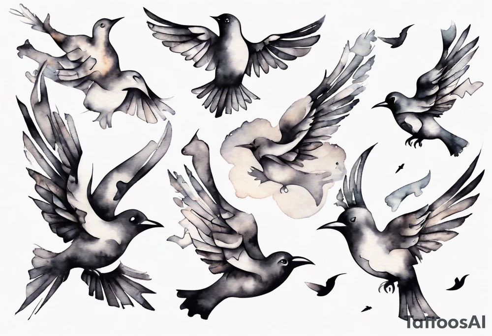 composition with birds flying free, puzzle piece tattoo idea composition with birds flying free, puzzle piece tattoo idea