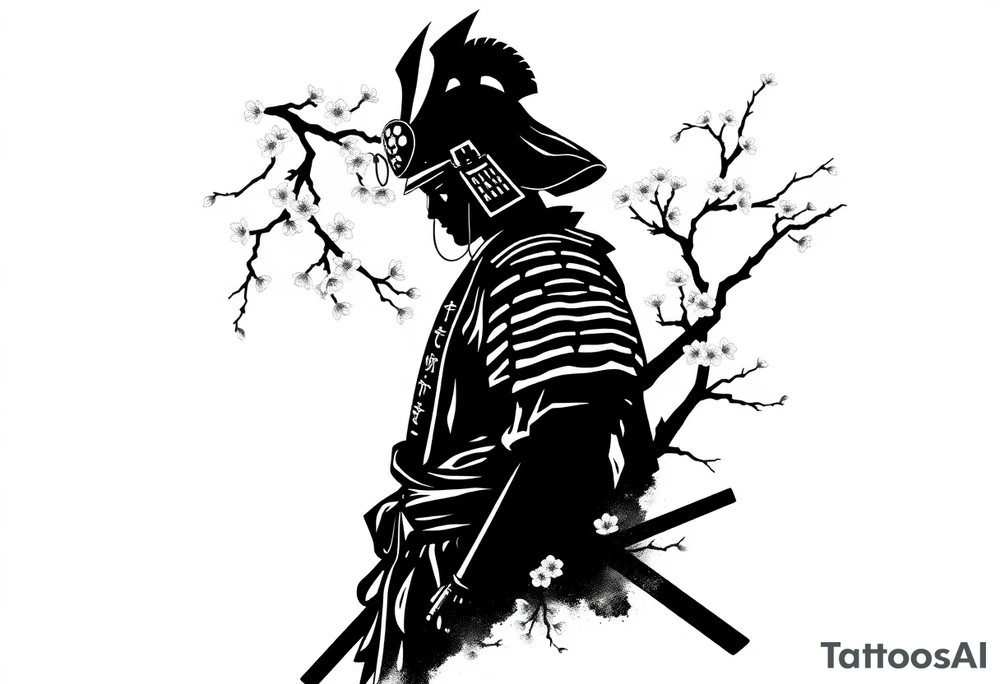 noble samurai warrior silhouette at sunset with cherry blossoms tattoo idea noble samurai warrior silhouette at sunset with cherry blossoms tattoo idea