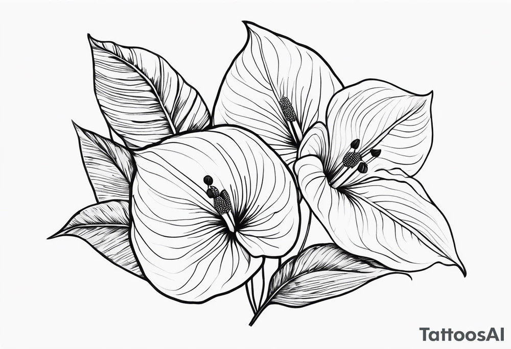 Fais moi un bouquet de fleurs avec des anthuriums et des oeillets tattoo idea