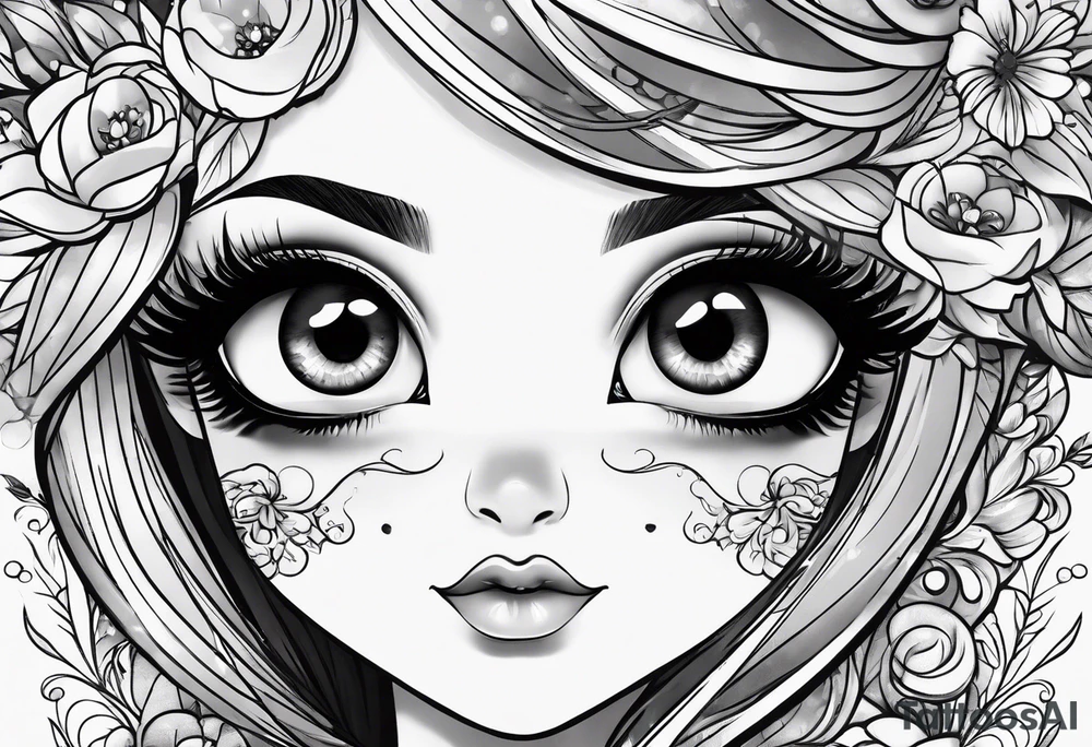 big eyes with lighting tattoo idea
