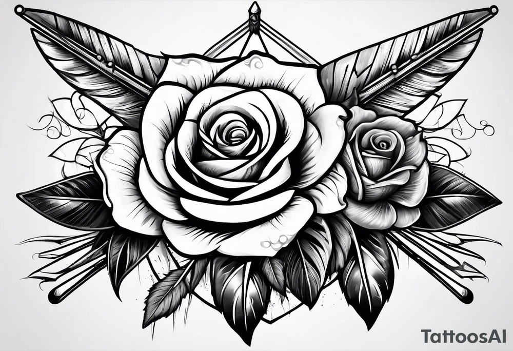 5 arrows and a rose tattoo idea