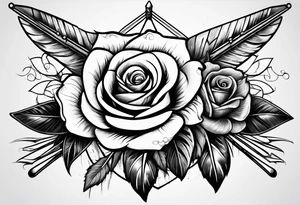 5 arrows and a rose tattoo idea