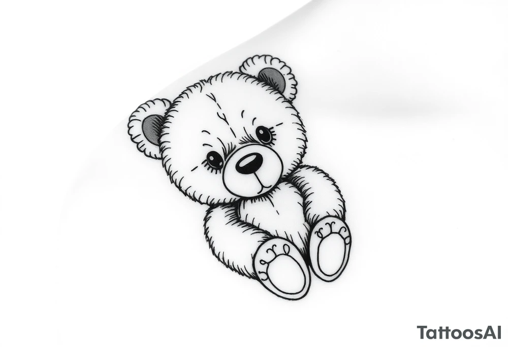 realistic teddy bear tattoo idea