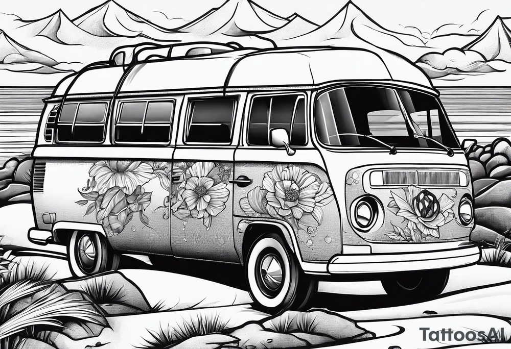 Beach hills plane rugby ball book campervan wine bottle tattoo idea