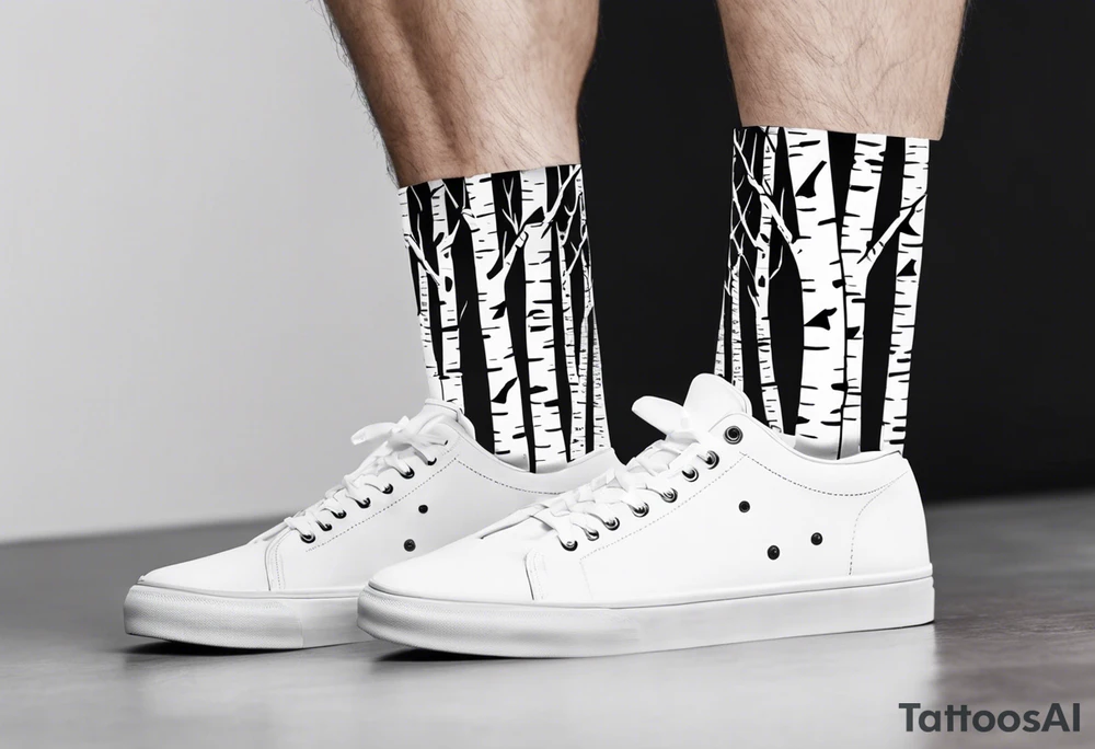 birch trees, wrapped around man's ankle tattoo idea