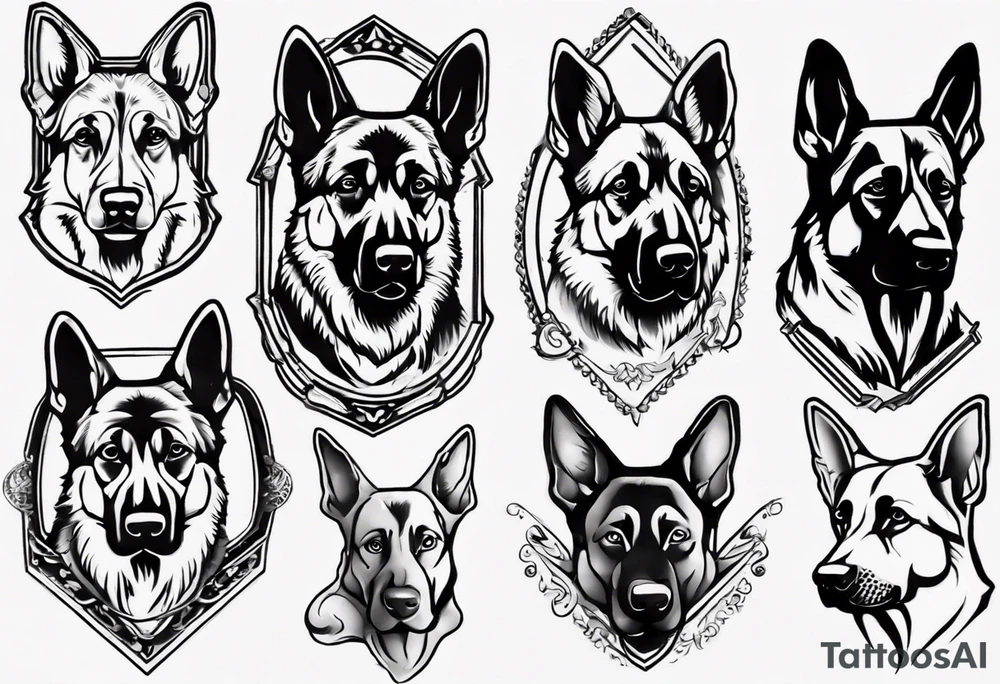German Shepherd with frame tattoo idea