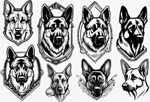 German Shepherd with frame tattoo idea
