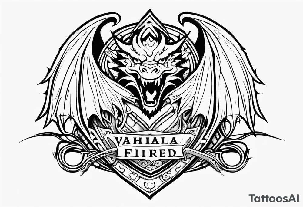 Valhalla fire sword shield dragon tattoo idea