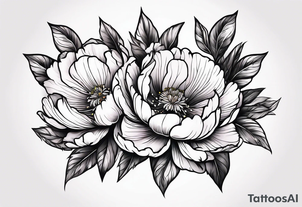 neon floral peonie clip art tattoo idea