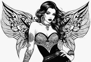 goth girl pinup tattoo idea