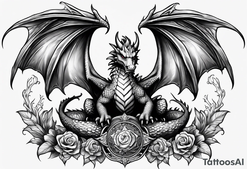 Dragon mushroom wings tattoo idea