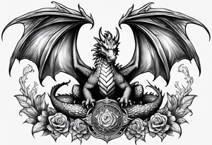 Dragon mushroom wings tattoo idea