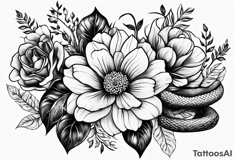 Floral arrangement with a snake tattoo idea