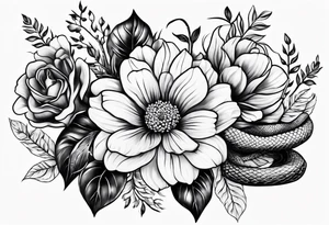 Floral arrangement with a snake tattoo idea