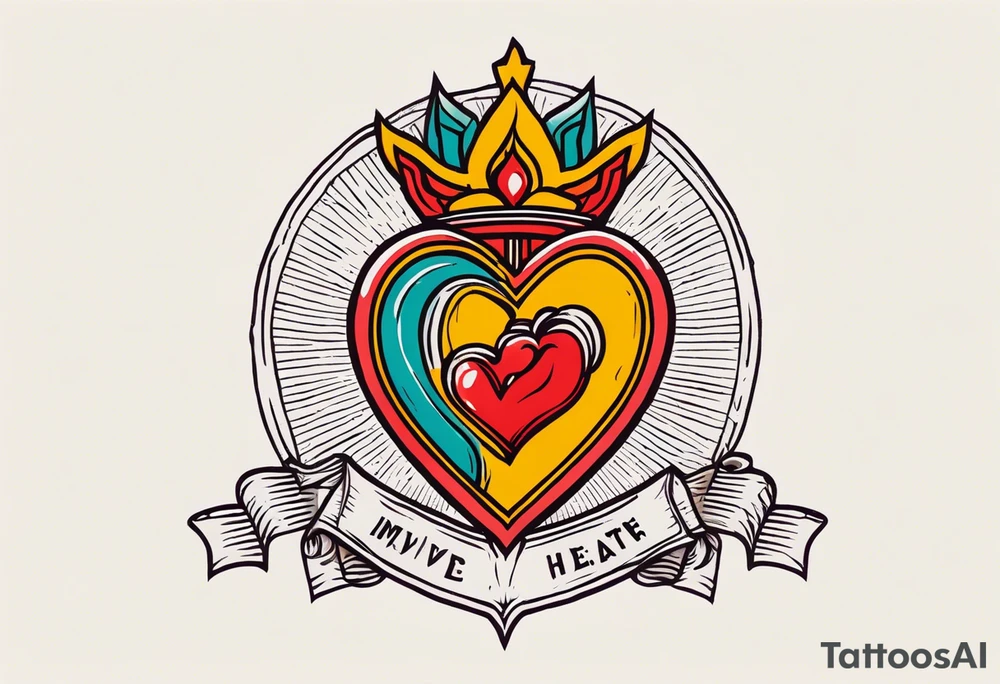 sacred heart vintage traditional tattoo simple sketch old school bold colors with banner tattoo idea