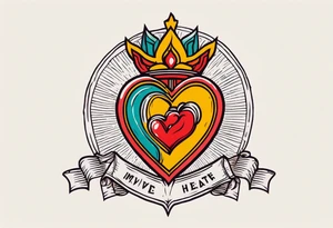 sacred heart vintage traditional tattoo simple sketch old school bold colors with banner tattoo idea