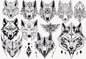 wolf head in zelda style tattoo idea