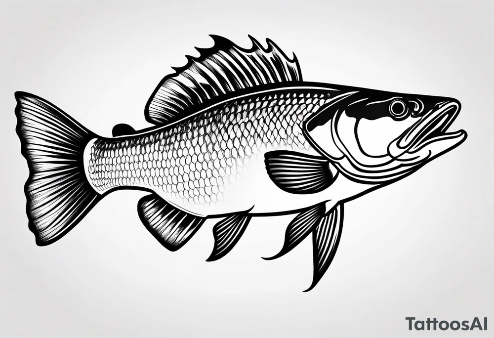 walleye fish simple small line work tattoo idea