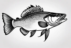 walleye fish simple small line work tattoo idea