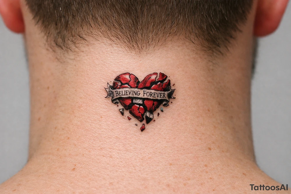 A realistic heart falling apart for believing forever might be real tattoo idea