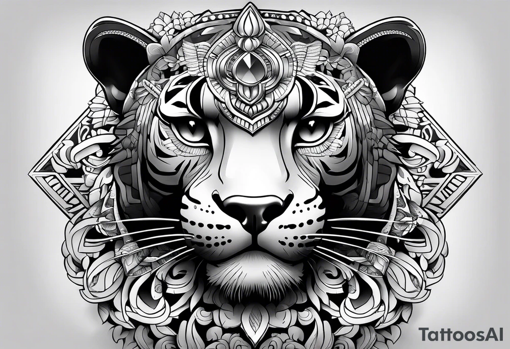 aztec black jaguar sitting tattoo idea