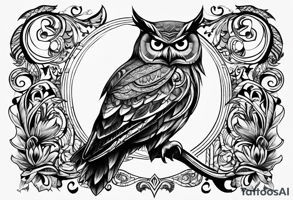 An owl with the name Teagan written inside of it somewhere tattoo idea