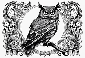 An owl with the name Teagan written inside of it somewhere tattoo idea