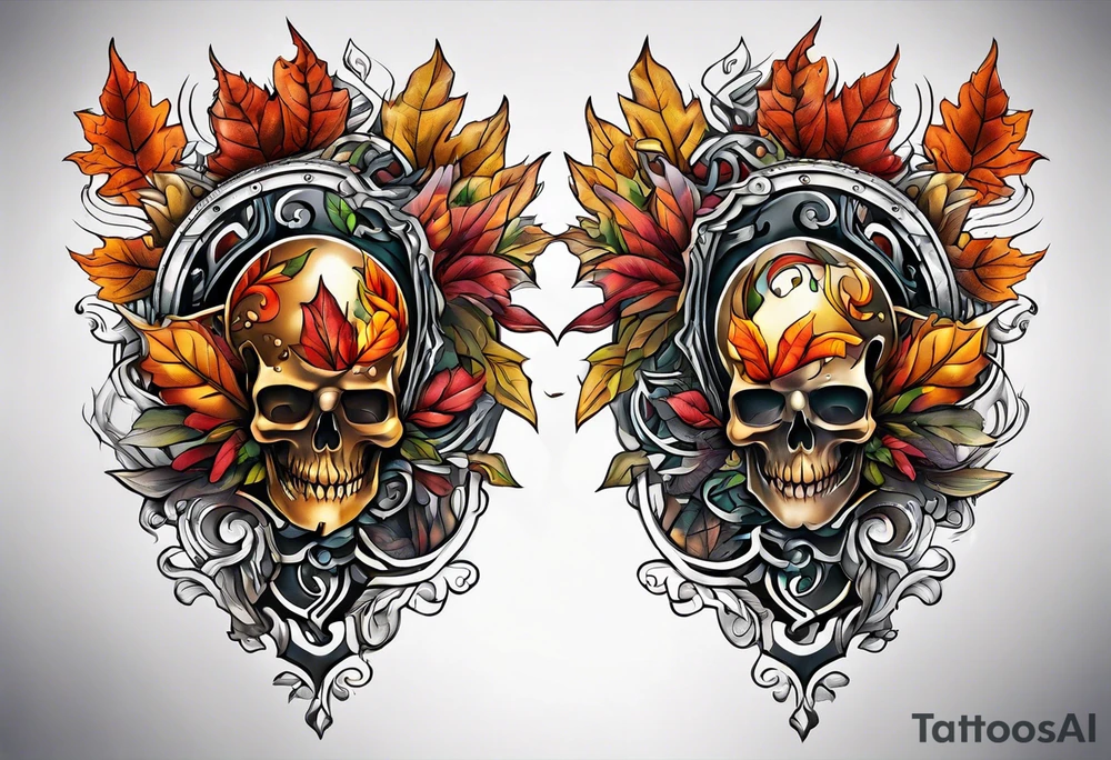 thigh tattoo with fall colors tattoo idea