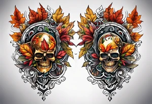 thigh tattoo with fall colors tattoo idea