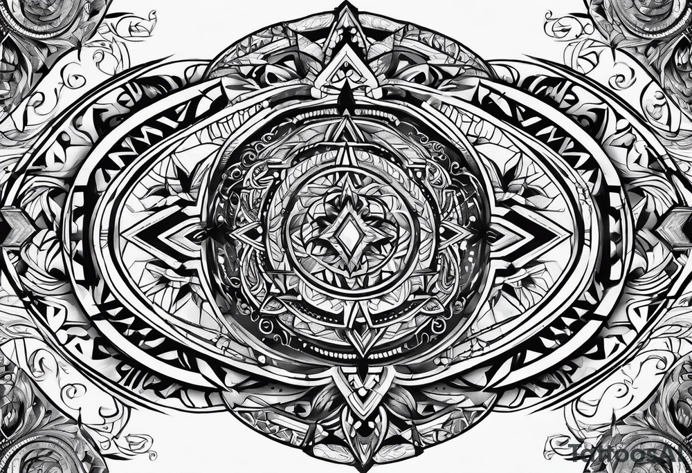 tribal with mathematical designs tattoo idea