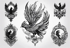 phoenix  minimaliste. trait de crayon. tattoo idea