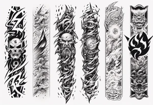 forearm sleeve thunder pattern tattoo idea