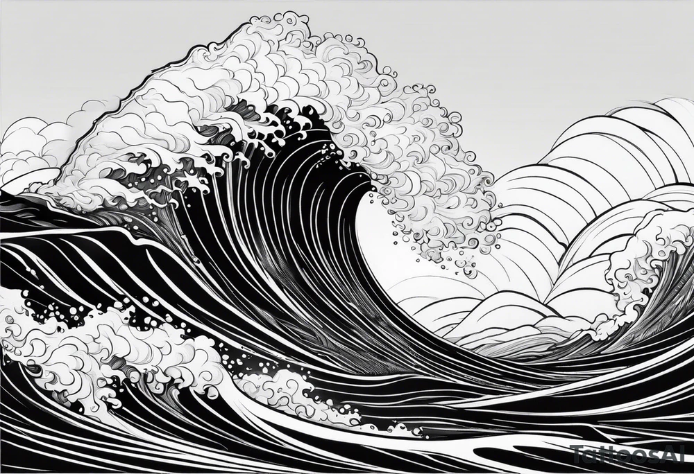 Simple ocean wave inside of a square tattoo idea