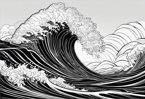 Simple ocean wave inside of a square tattoo idea